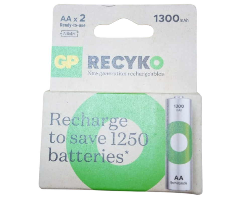 PILA RECARGABLE AA 1300 MAH PQT X 2 UND GP RECYKO SOELCON